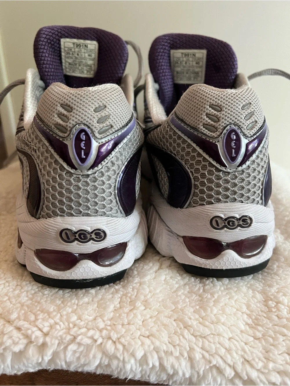 Asics Gray and Purple Women's Running Sneakers